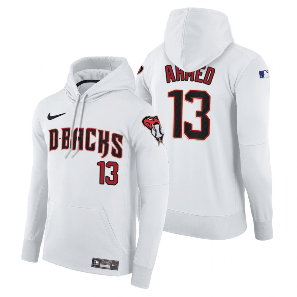 Men Arizona Diamondback #13 Ahmed white home hoodie 2021 MLB Nike Jerseys->customized mlb jersey->Custom Jersey